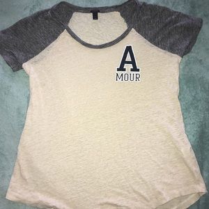 J. Crew linen “Amour” baseball tee